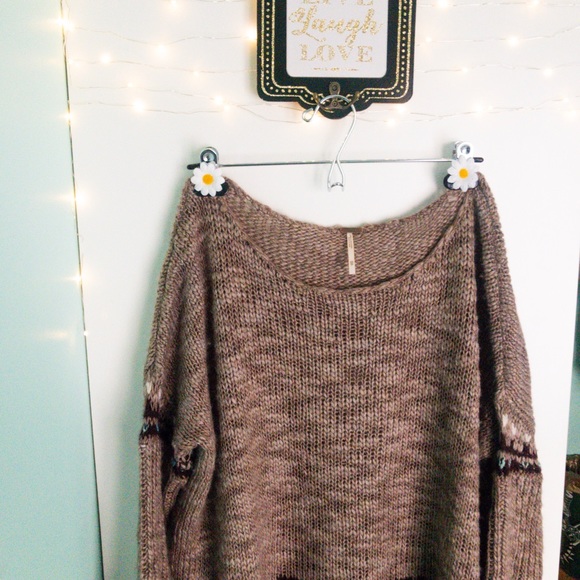 Free People Sweaters - Free People Brown/White/Blue Tribal Print Sweater